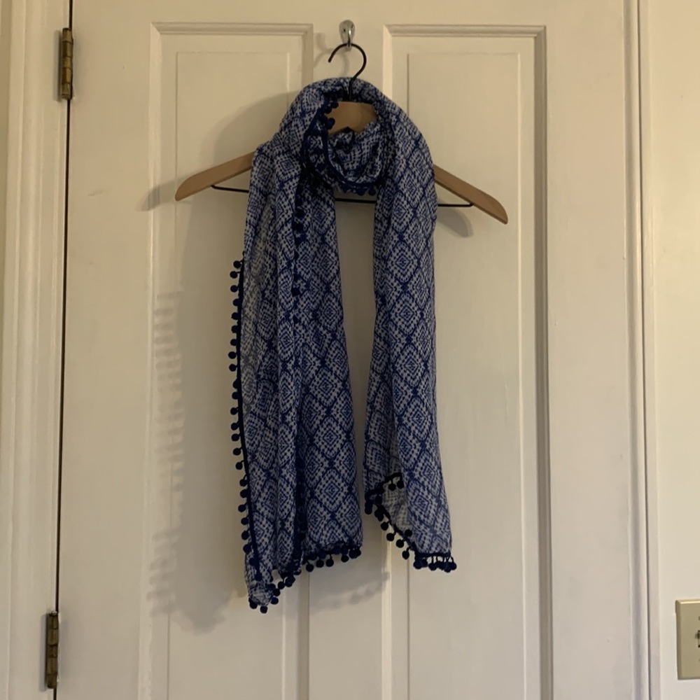 Target Patterned Pom Pom Scarf